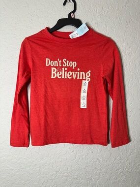 Cat & Jack Red Long Sleeve 'Don't Stop Believing' Graphic Tee